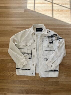 Calvin Klein Andy Warhol RAF Simon’s white denim jacket